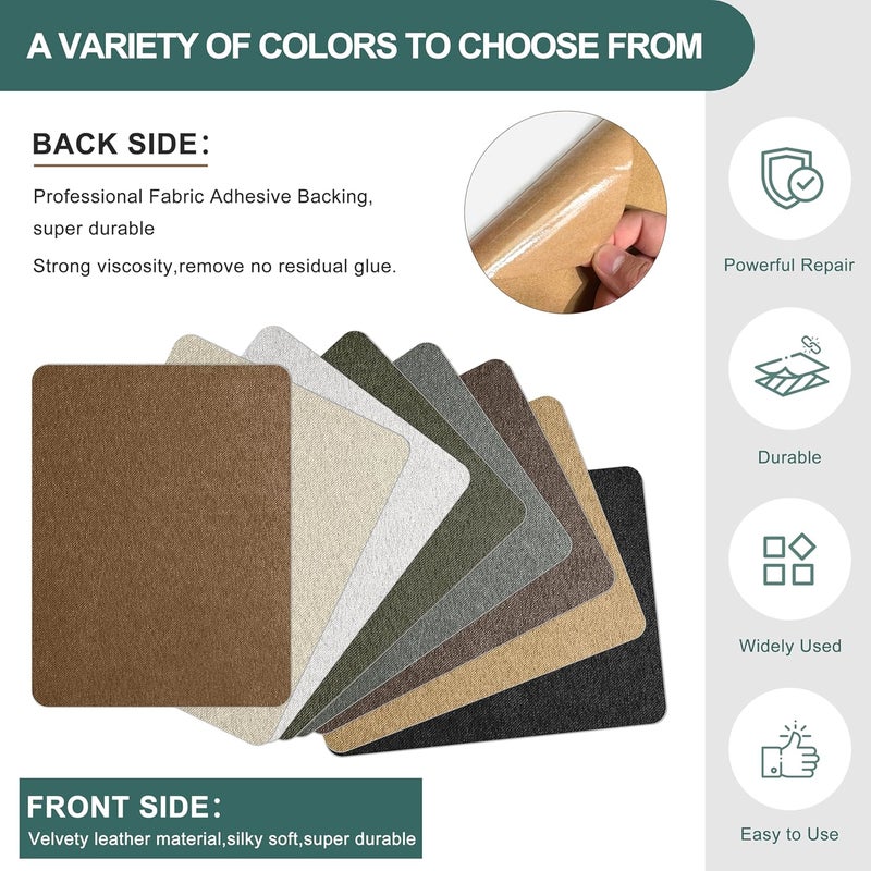 Azobur Couch Patch Repair Fabric,Microfiber Fabric, Self-Adhesive, for Sofa Repair and Upholstery, 2 Pieces, 9.5 x 11 inches (Brown) - Image 3